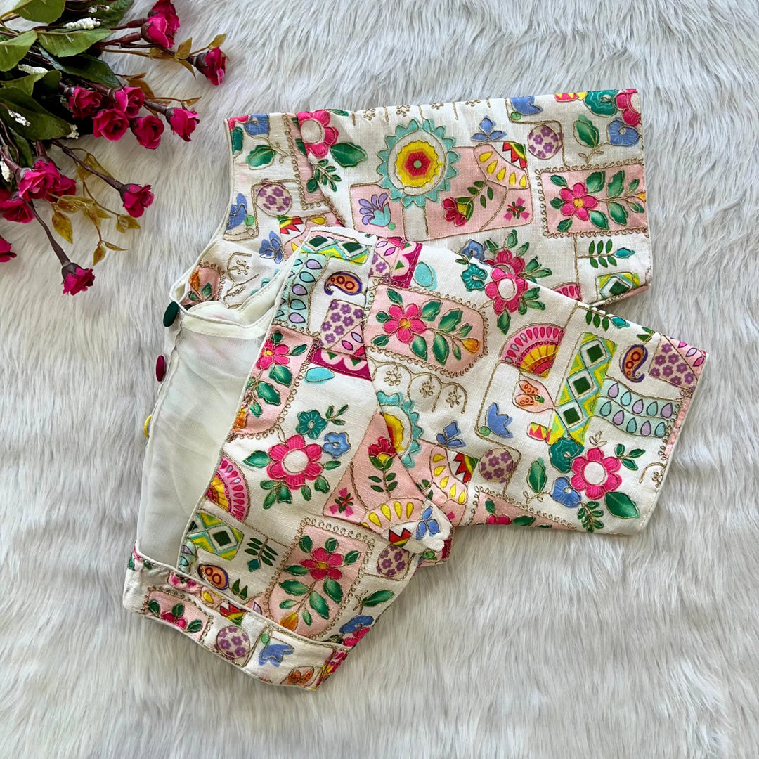 TikTok Position Work Back Pattern Blouse
