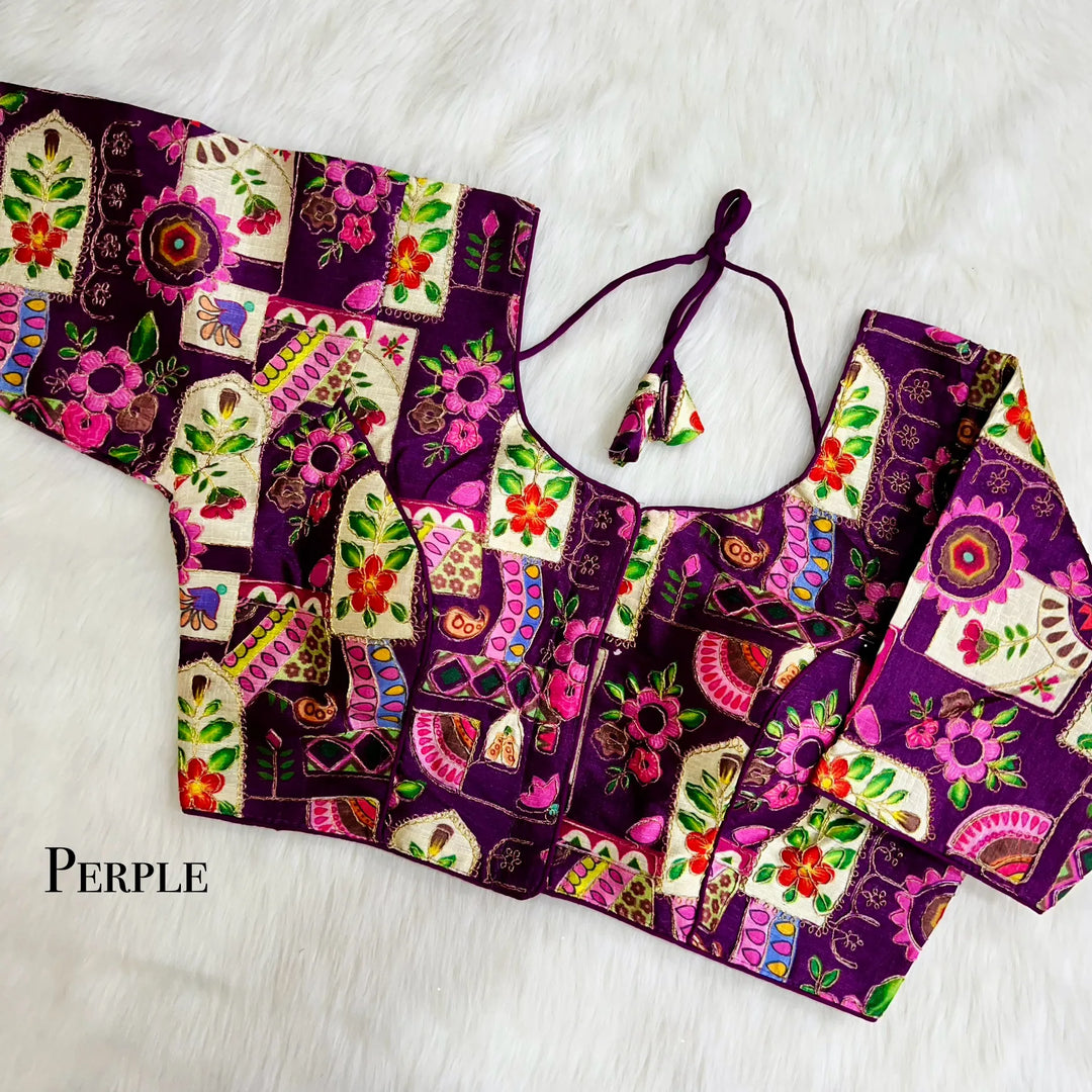 Position Print With Aari Work Designer Blouse