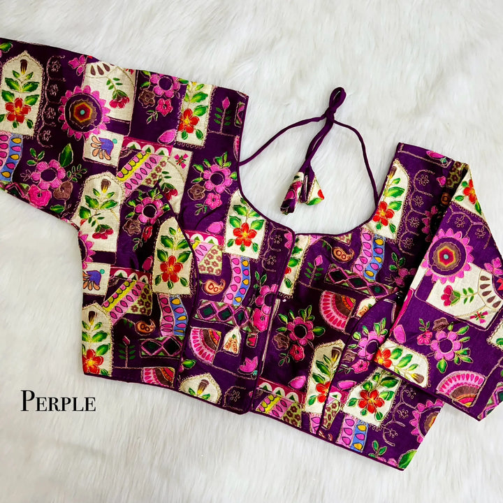 Position Print With Aari Work Designer Blouse