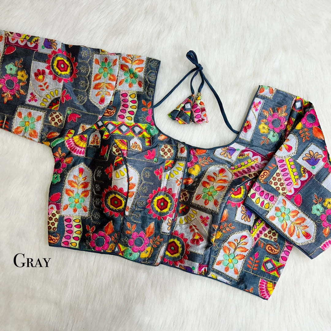 Position Print With Aari Work Designer Blouse