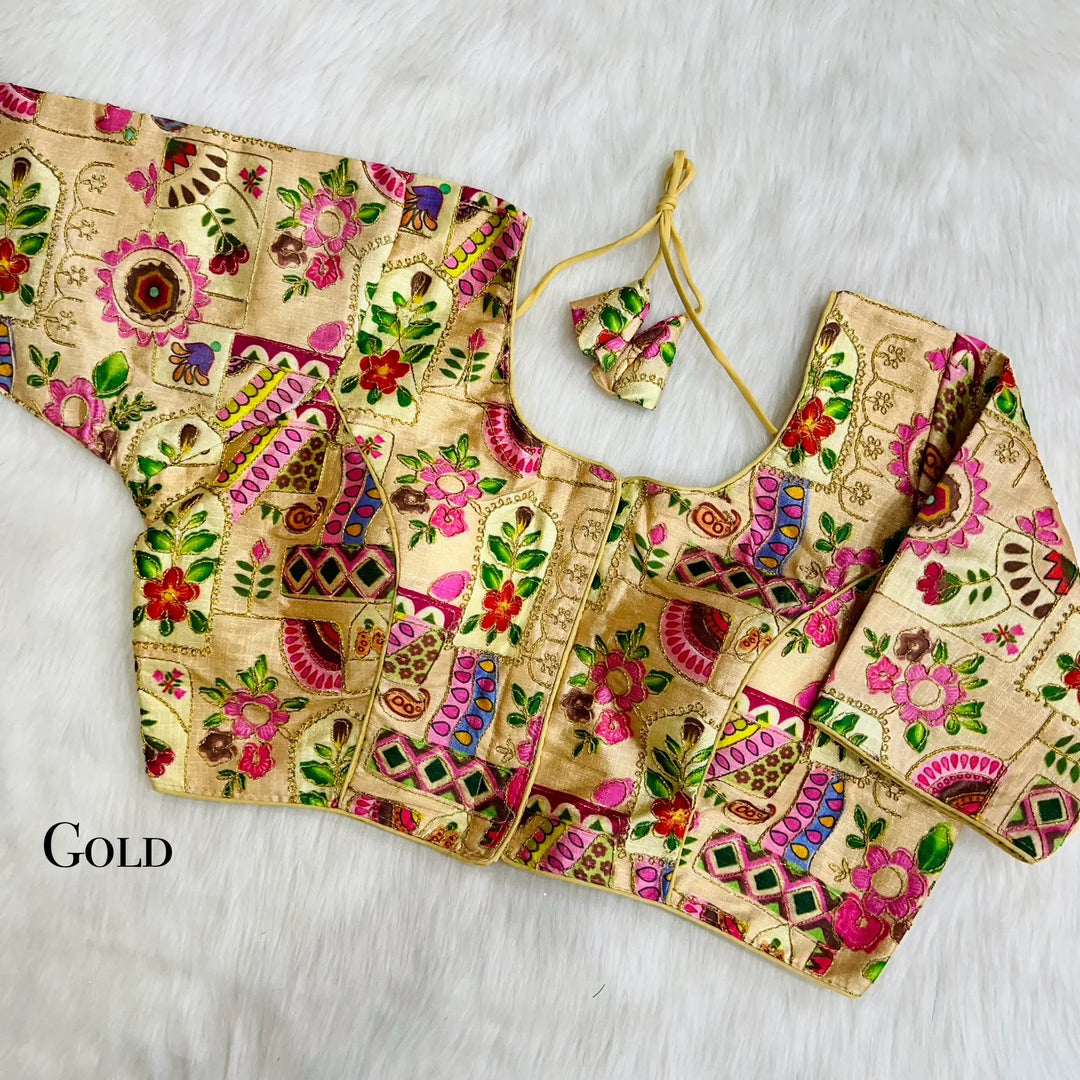 Position Print With Aari Work Designer Blouse