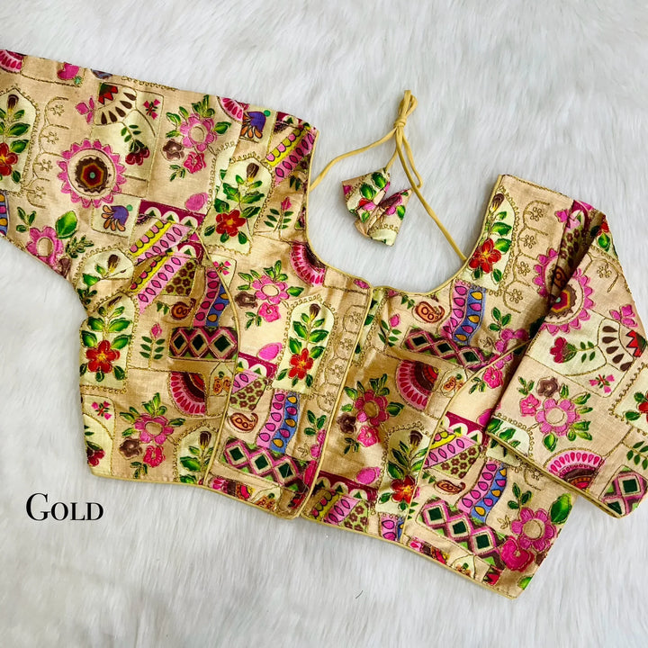 Position Print With Aari Work Designer Blouse