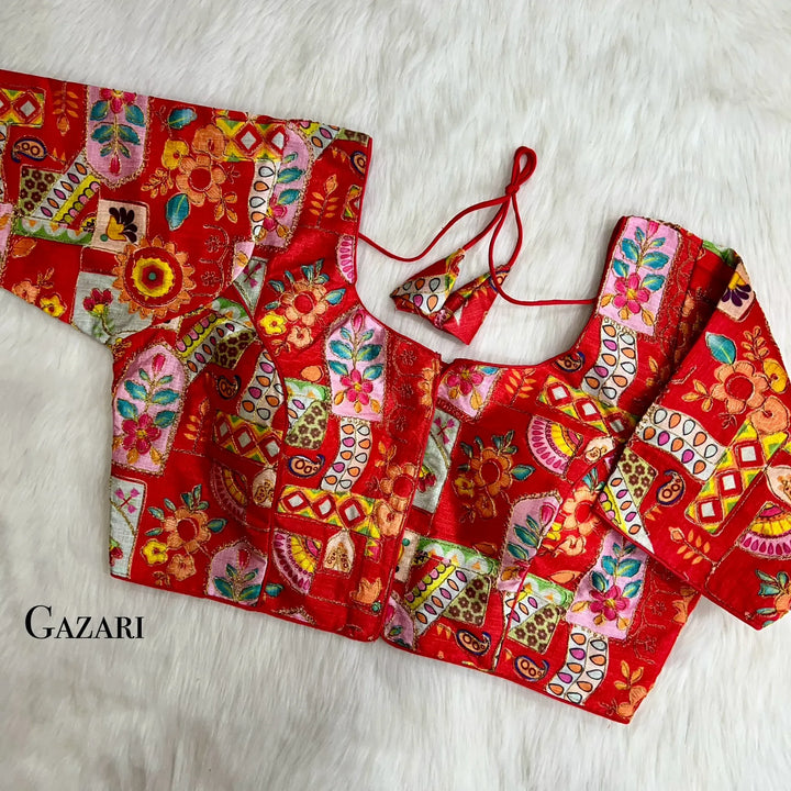 Position Print With Aari Work Designer Blouse