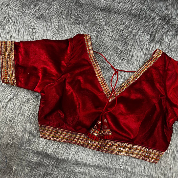 New Decent Velvet Bridal Off Shoulder Blouse