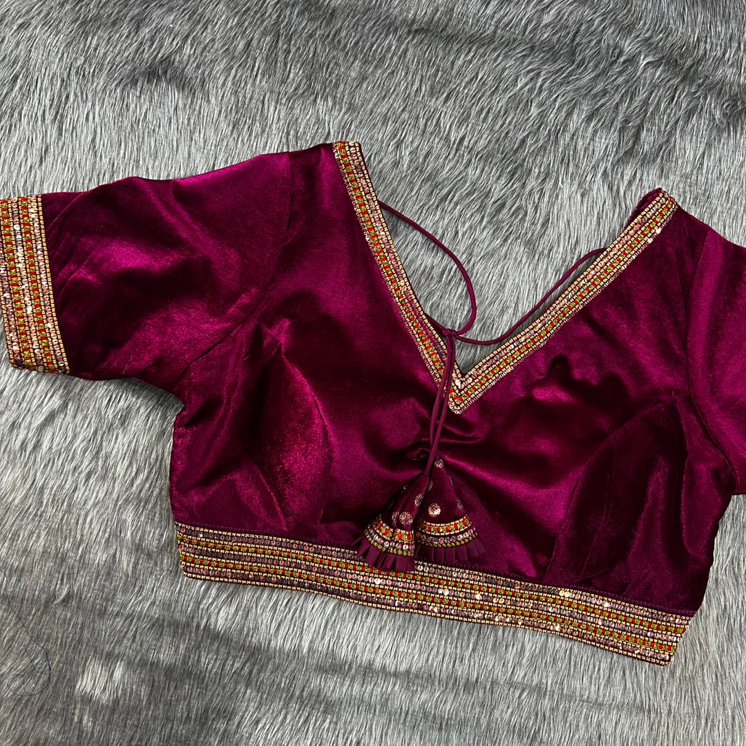 New Decent Velvet Bridal Off Shoulder Blouse