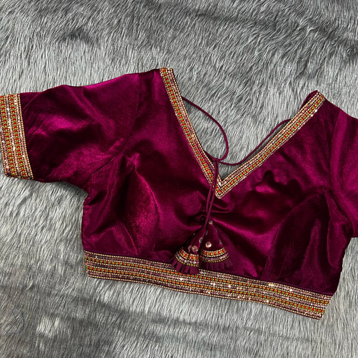 New Decent Velvet Bridal Off Shoulder Blouse