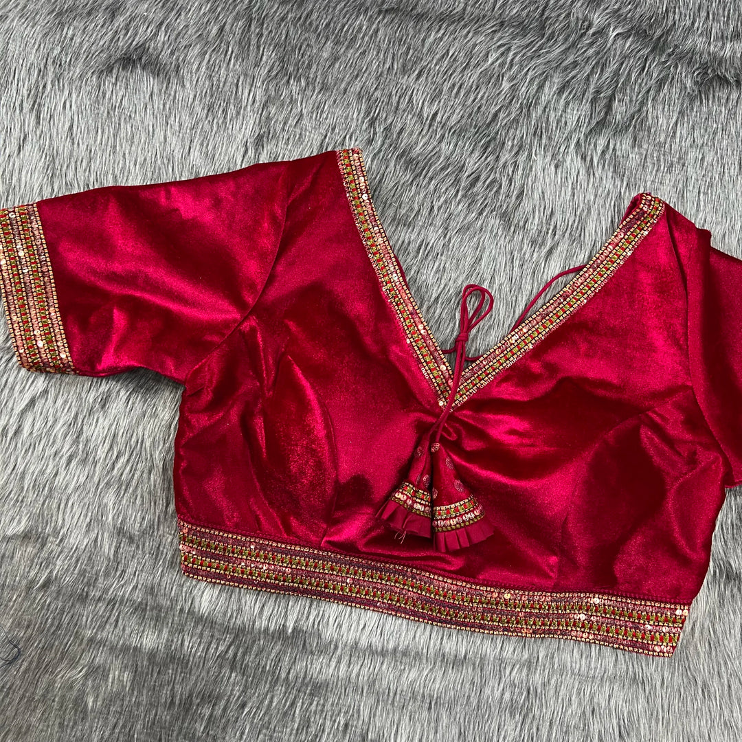 New Decent Velvet Bridal Off Shoulder Blouse