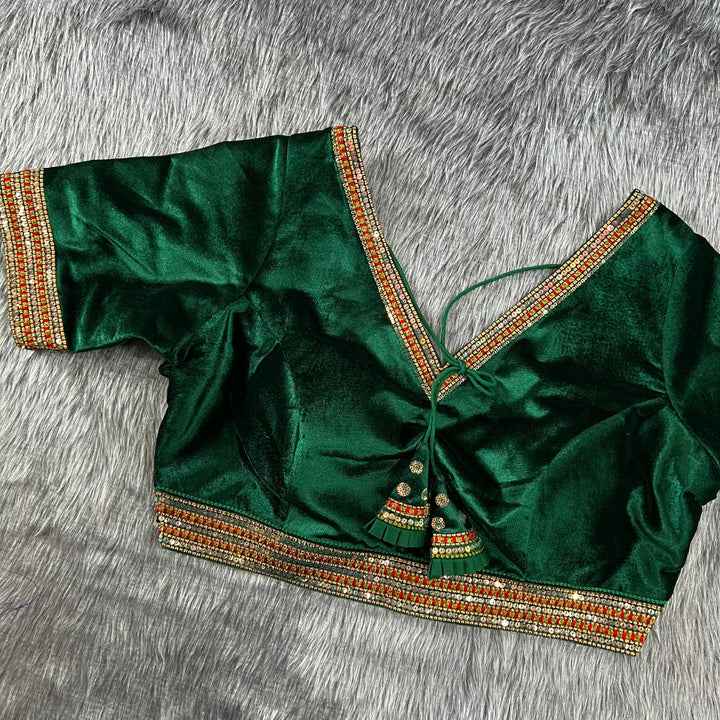 New Decent Velvet Bridal Off Shoulder Blouse