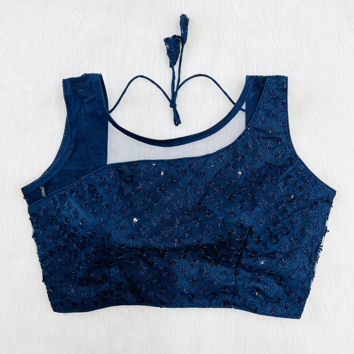 PARTY WEAR CHIKAN WORK NET BLOUSE