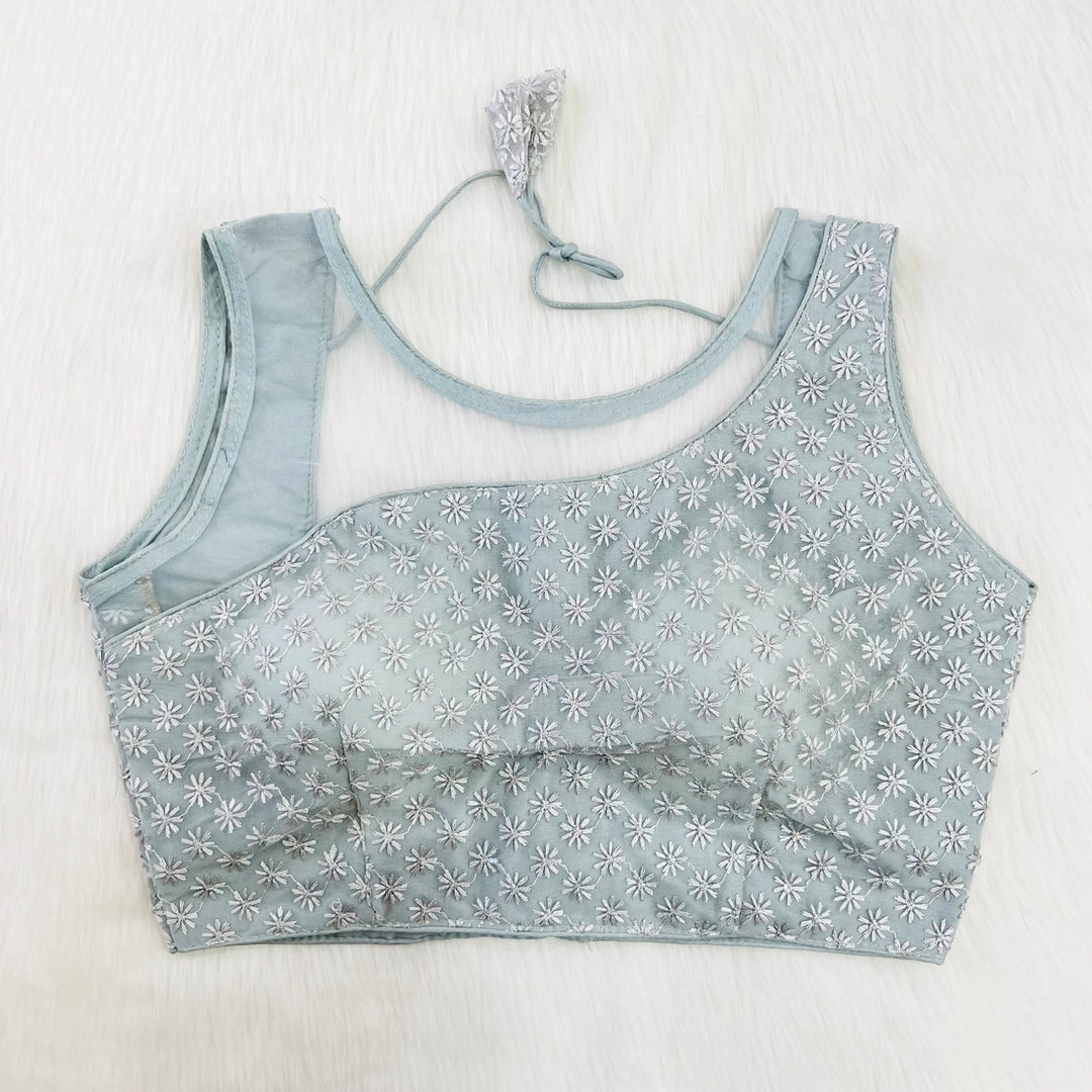 PARTY WEAR CHIKAN WORK NET BLOUSE
