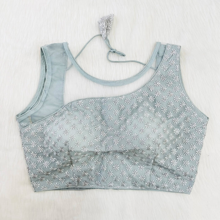 PARTY WEAR CHIKAN WORK NET BLOUSE