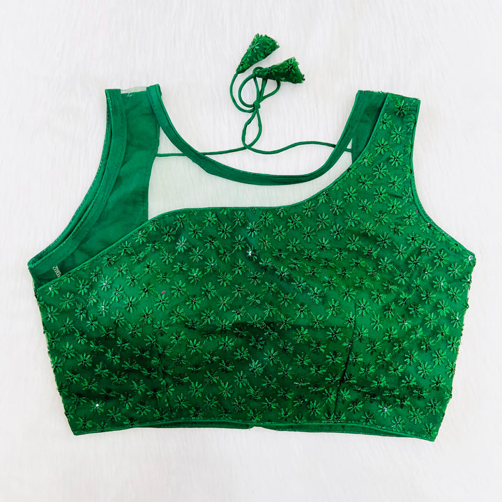 PARTY WEAR CHIKAN WORK NET BLOUSE