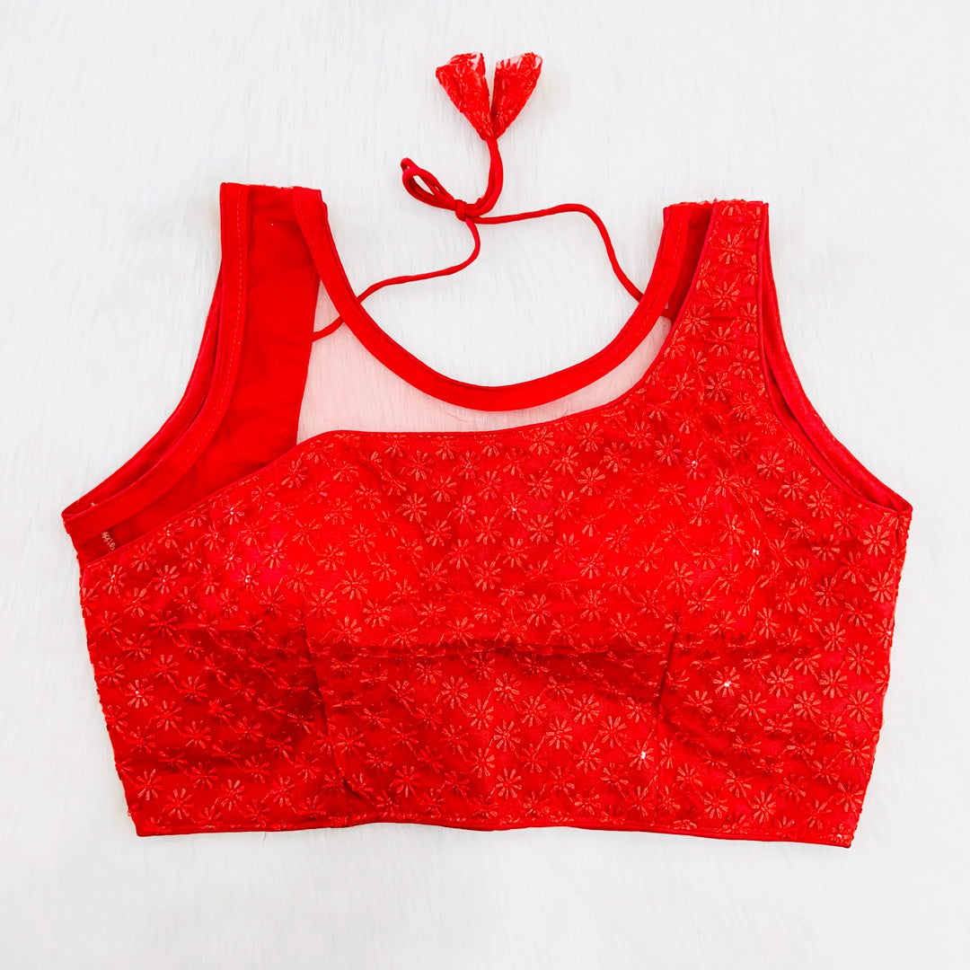 PARTY WEAR CHIKAN WORK NET BLOUSE