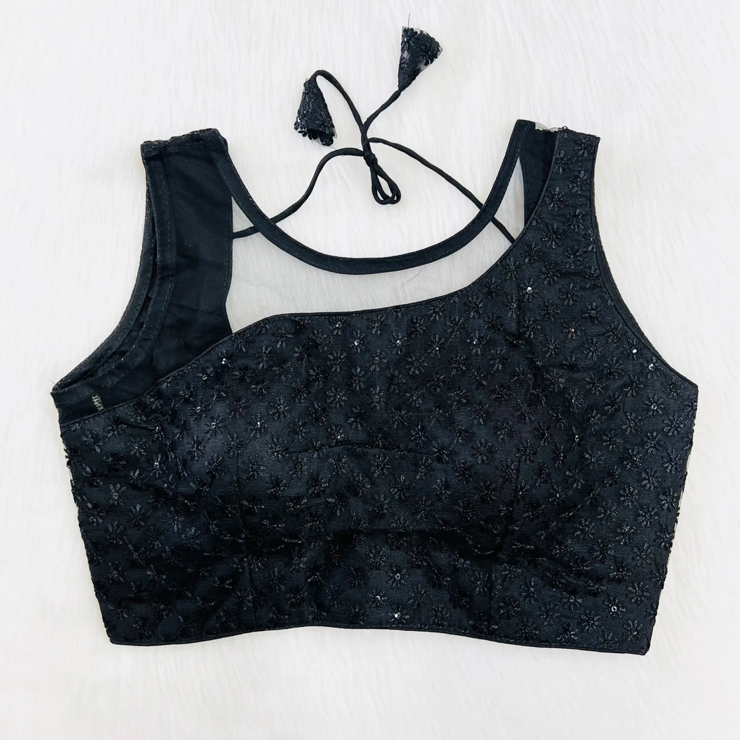 PARTY WEAR CHIKAN WORK NET BLOUSE
