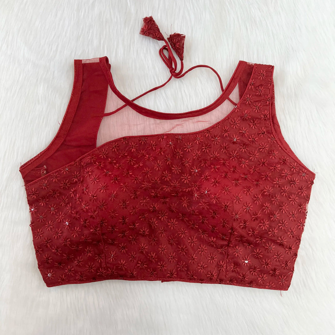 PARTY WEAR CHIKAN WORK NET BLOUSE