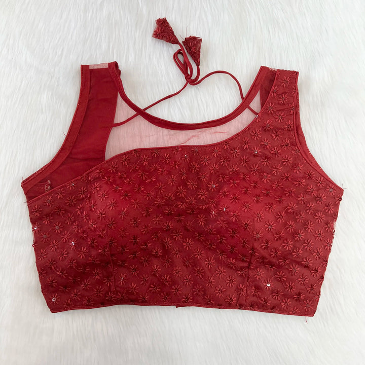 PARTY WEAR CHIKAN WORK NET BLOUSE