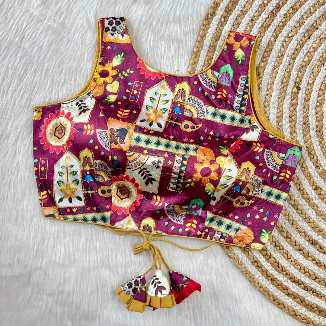 Position Print With Aari Work Designer Blouse