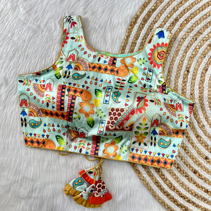 Position Print With Aari Work Designer Blouse