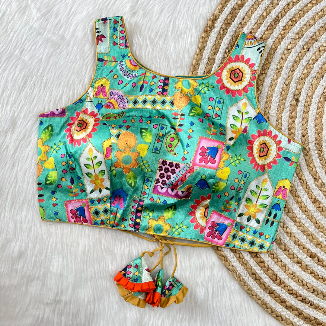 Position Print With Aari Work Designer Blouse