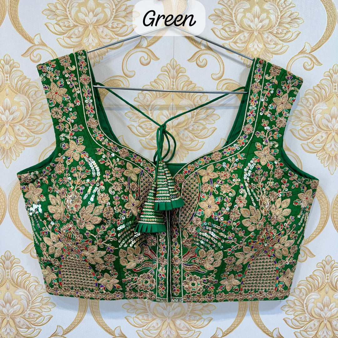BEAUTIFUL HEAVY EMBROIDERY CODDING+THREAD WORK BRIDAL BLOUSE