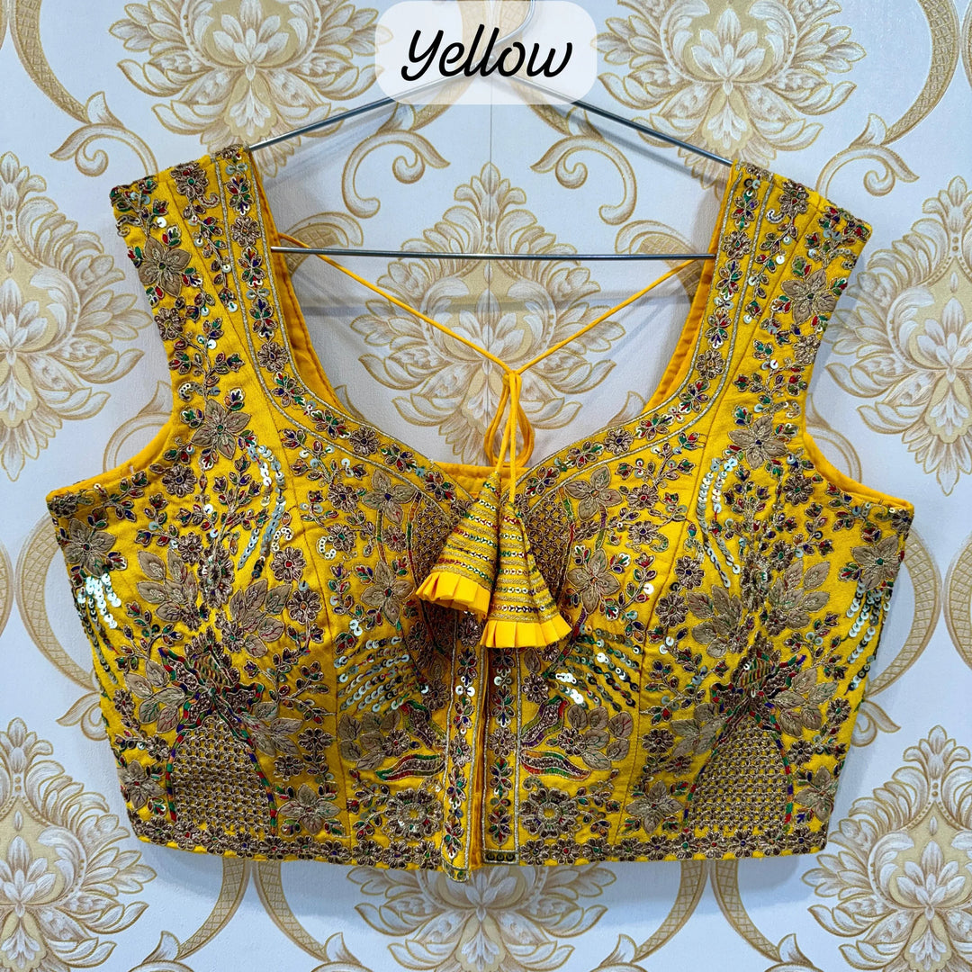 BEAUTIFUL HEAVY EMBROIDERY CODDING+THREAD WORK BRIDAL BLOUSE