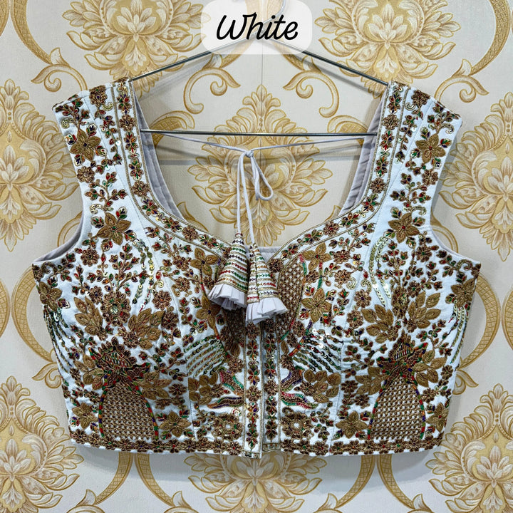 BEAUTIFUL HEAVY EMBROIDERY CODDING+THREAD WORK BRIDAL BLOUSE