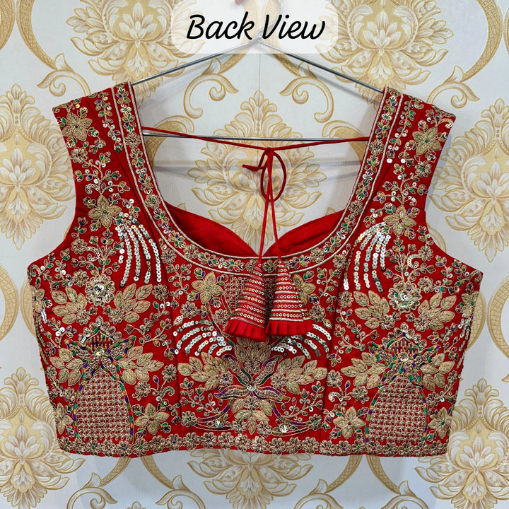 BEAUTIFUL HEAVY EMBROIDERY CODDING+THREAD WORK BRIDAL BLOUSE