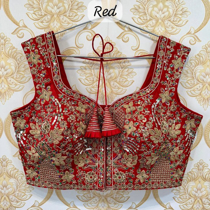 BEAUTIFUL HEAVY EMBROIDERY CODDING+THREAD WORK BRIDAL BLOUSE
