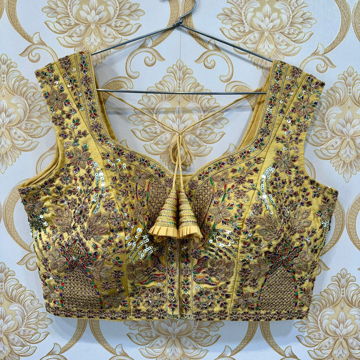 BEAUTIFUL HEAVY EMBROIDERY CODDING+THREAD WORK BRIDAL BLOUSE