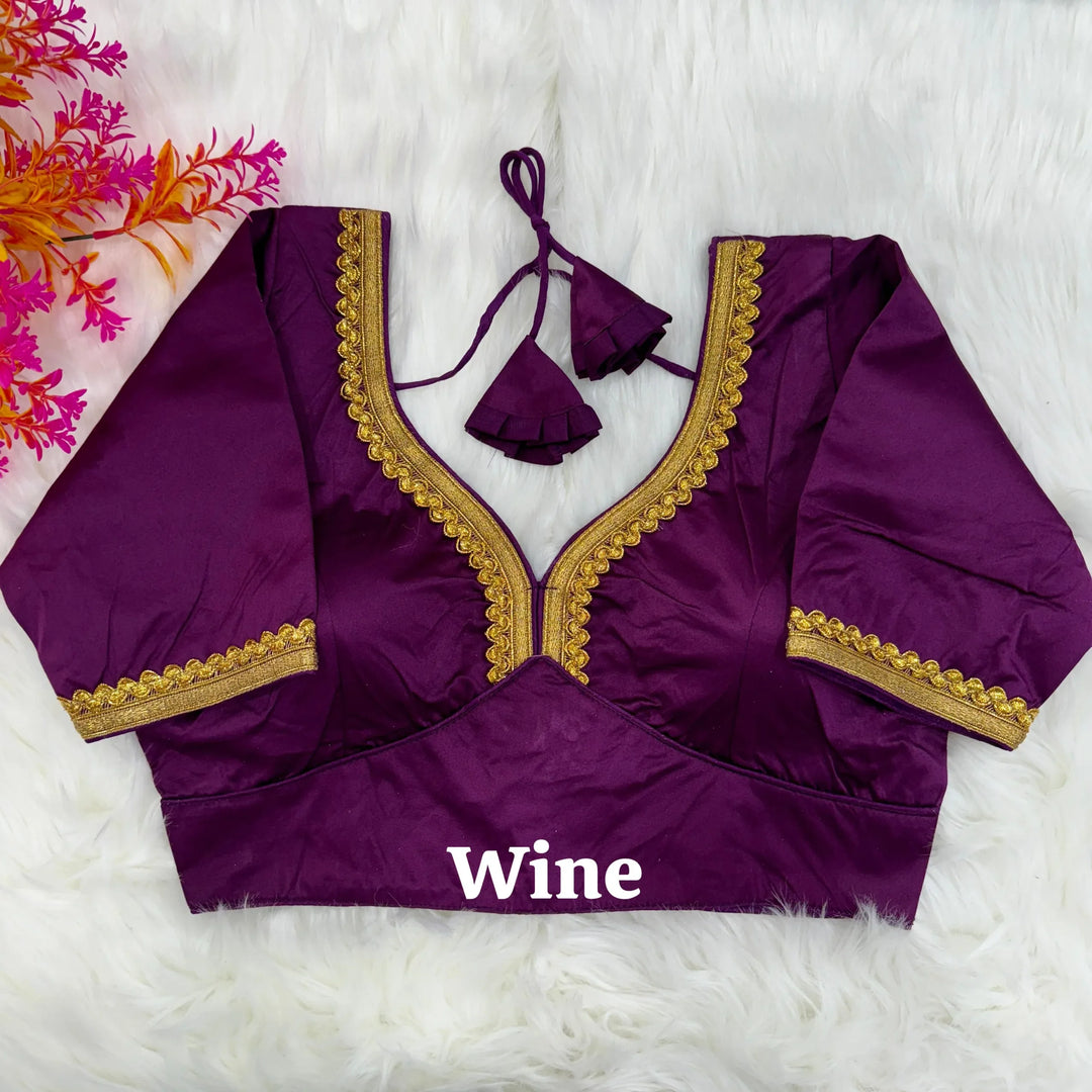 NEW PLAIN MALAI SILK DESIGNER BLOUSE