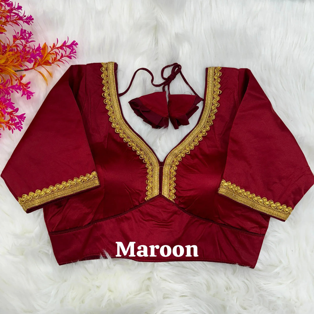 NEW PLAIN MALAI SILK DESIGNER BLOUSE