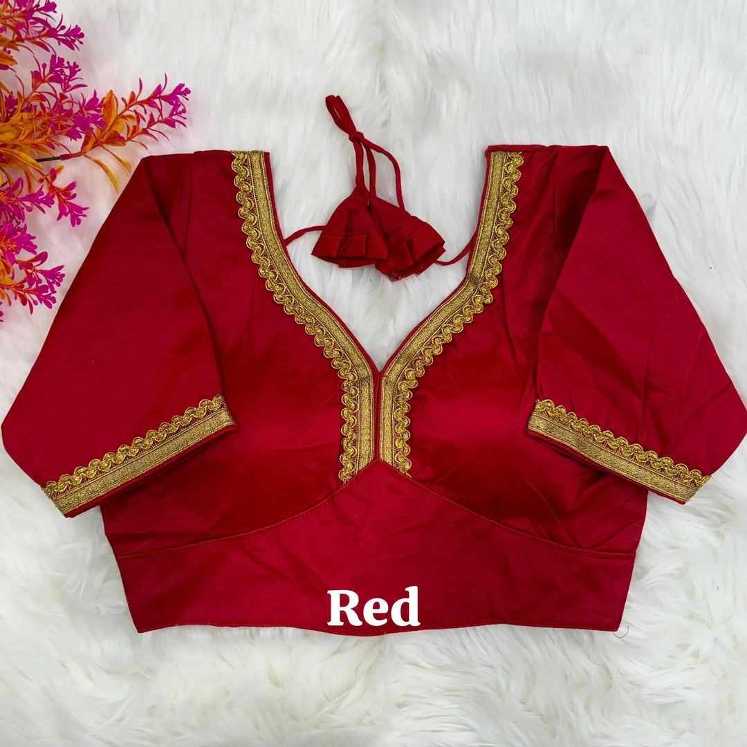 NEW PLAIN MALAI SILK DESIGNER BLOUSE