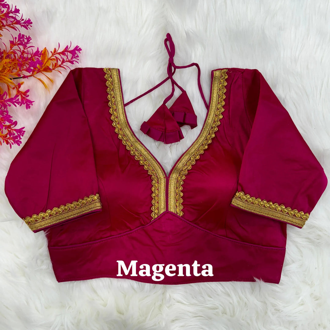NEW PLAIN MALAI SILK DESIGNER BLOUSE