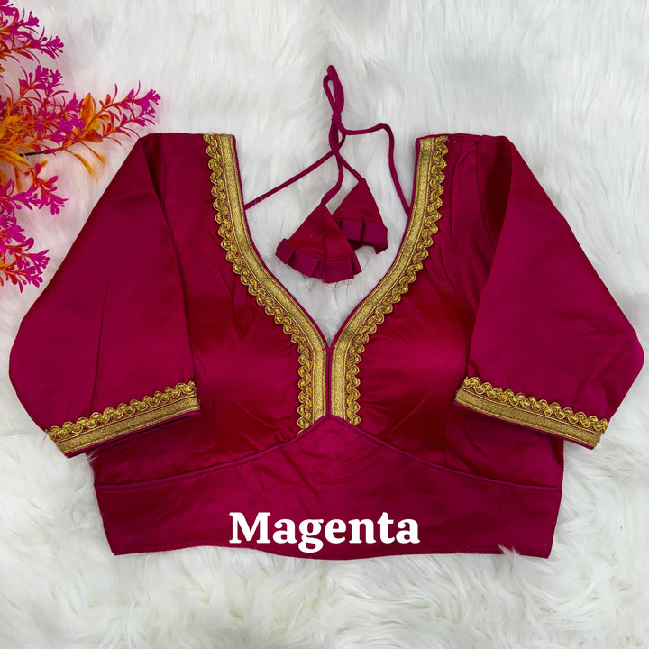 NEW PLAIN MALAI SILK DESIGNER BLOUSE