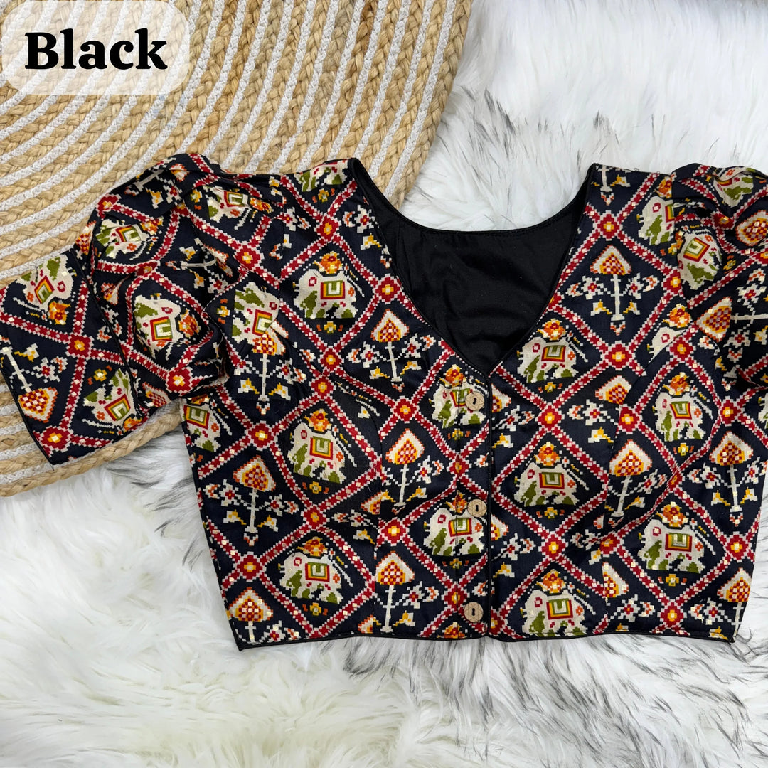 PATOLA PRINT COTTON BLOUSE