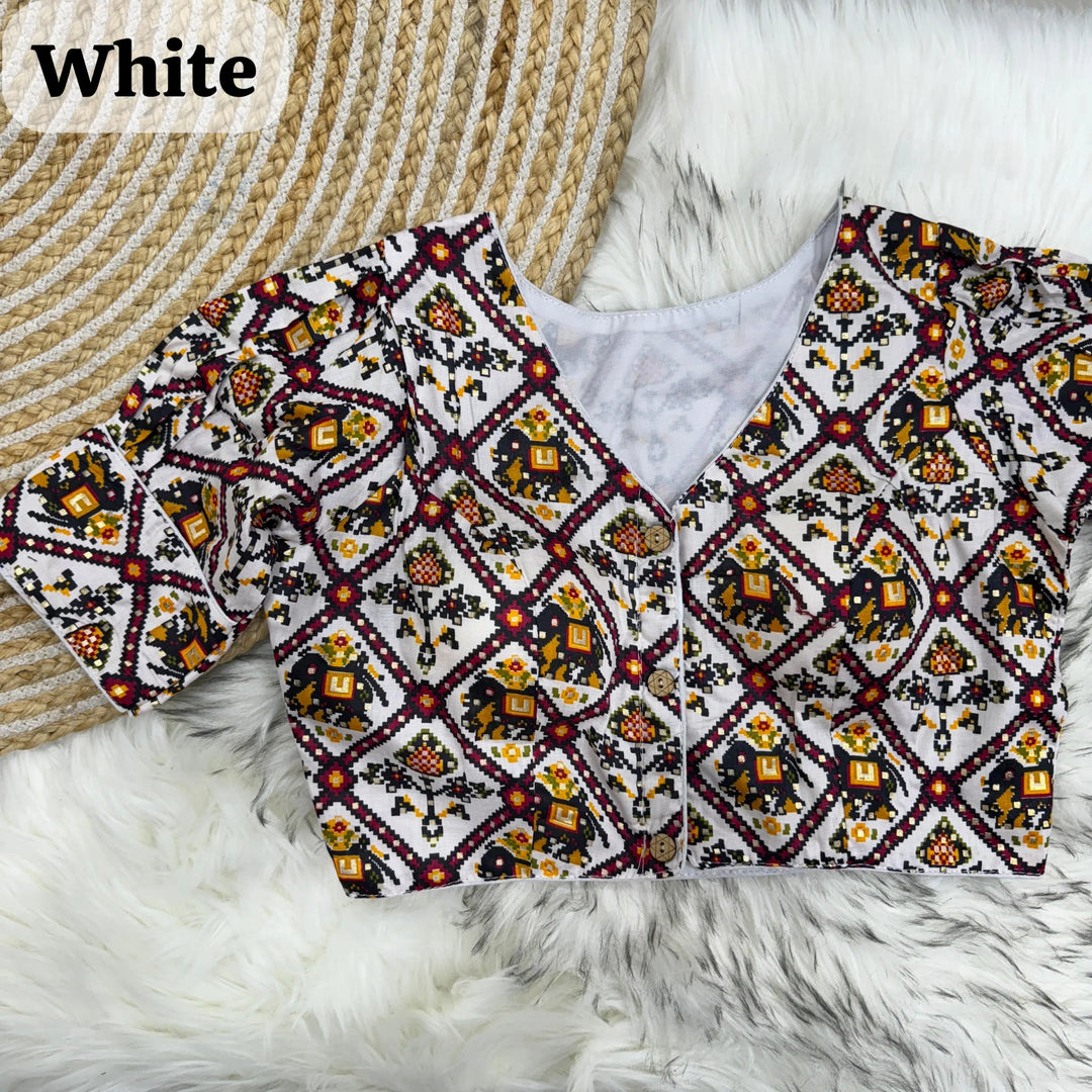 PATOLA PRINT COTTON BLOUSE