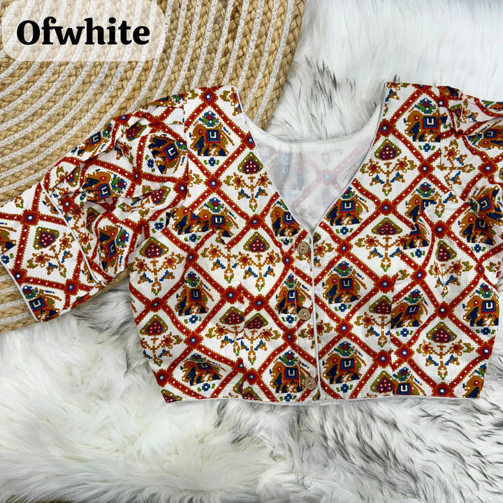 PATOLA PRINT COTTON BLOUSE