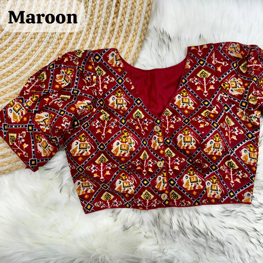 PATOLA PRINT COTTON BLOUSE