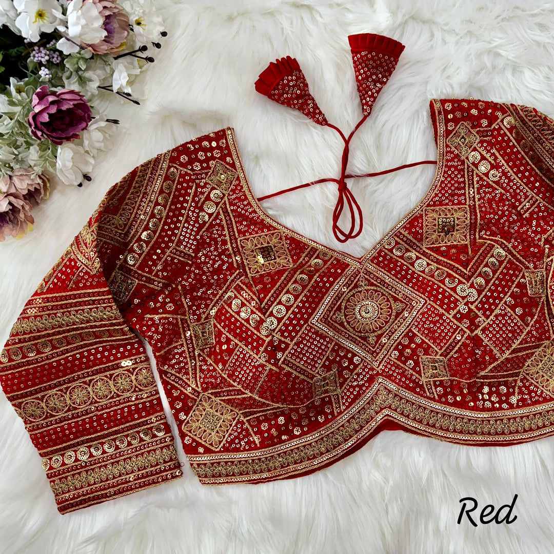 BEAUTIFUL HEAVY LONG SLEEVES APPLE-CUT BRIDAL BLOUSE