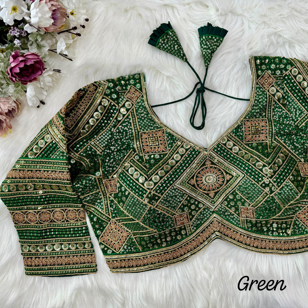 BEAUTIFUL HEAVY LONG SLEEVES APPLE-CUT BRIDAL BLOUSE