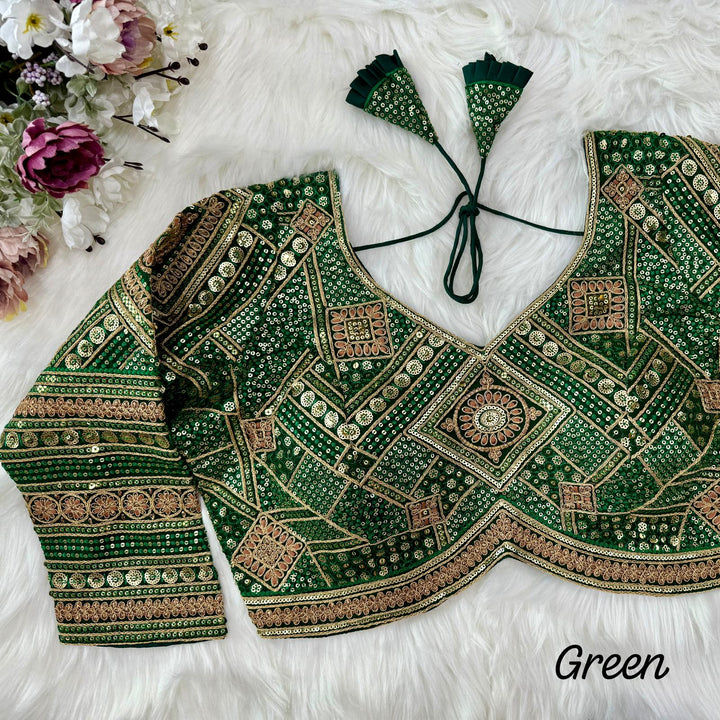 BEAUTIFUL HEAVY LONG SLEEVES APPLE-CUT BRIDAL BLOUSE
