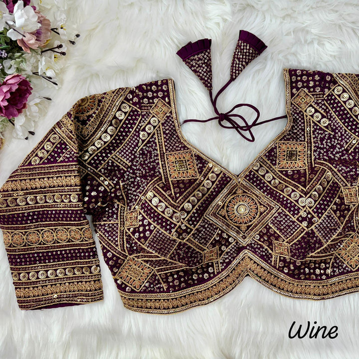 BEAUTIFUL HEAVY LONG SLEEVES APPLE-CUT BRIDAL BLOUSE