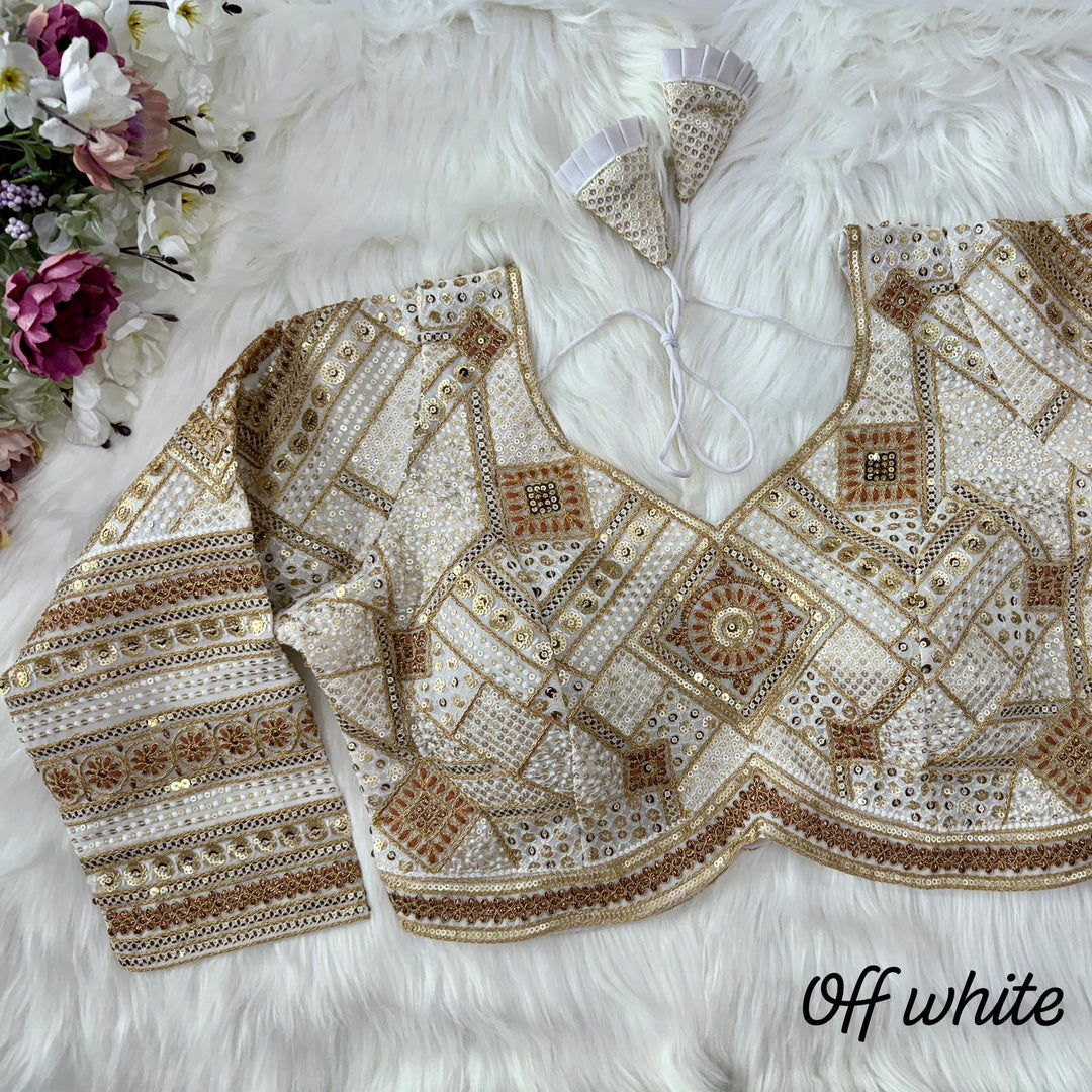 BEAUTIFUL HEAVY LONG SLEEVES APPLE-CUT BRIDAL BLOUSE