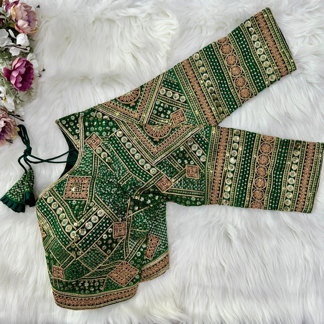 BEAUTIFUL HEAVY LONG SLEEVES APPLE-CUT BRIDAL BLOUSE
