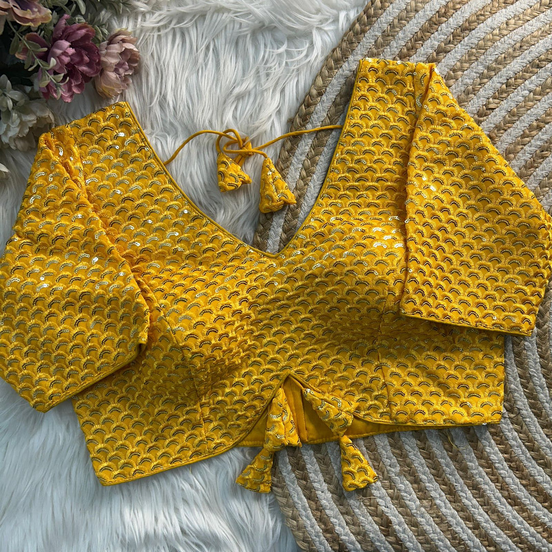 APPLE CUT DESIGN THREAD WITH SEQUENCE WORK BLOUSE
