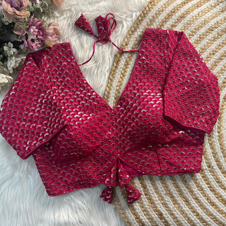 APPLE CUT DESIGN THREAD WITH SEQUENCE WORK BLOUSE