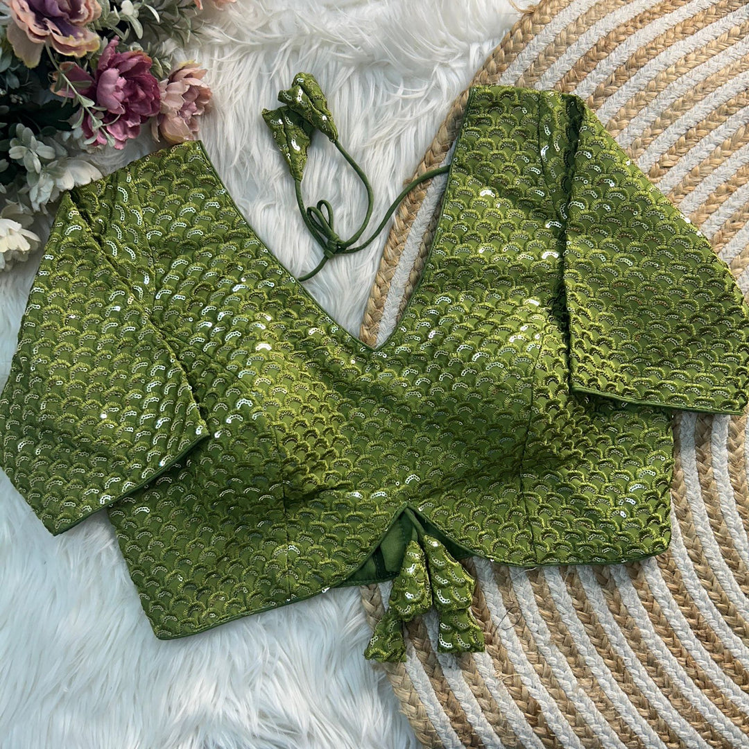APPLE CUT DESIGN THREAD WITH SEQUENCE WORK BLOUSE