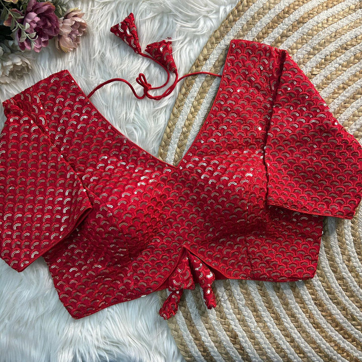 APPLE CUT DESIGN THREAD WITH SEQUENCE WORK BLOUSE