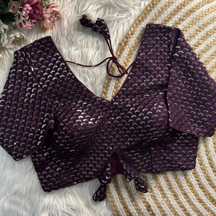APPLE CUT DESIGN THREAD WITH SEQUENCE WORK BLOUSE