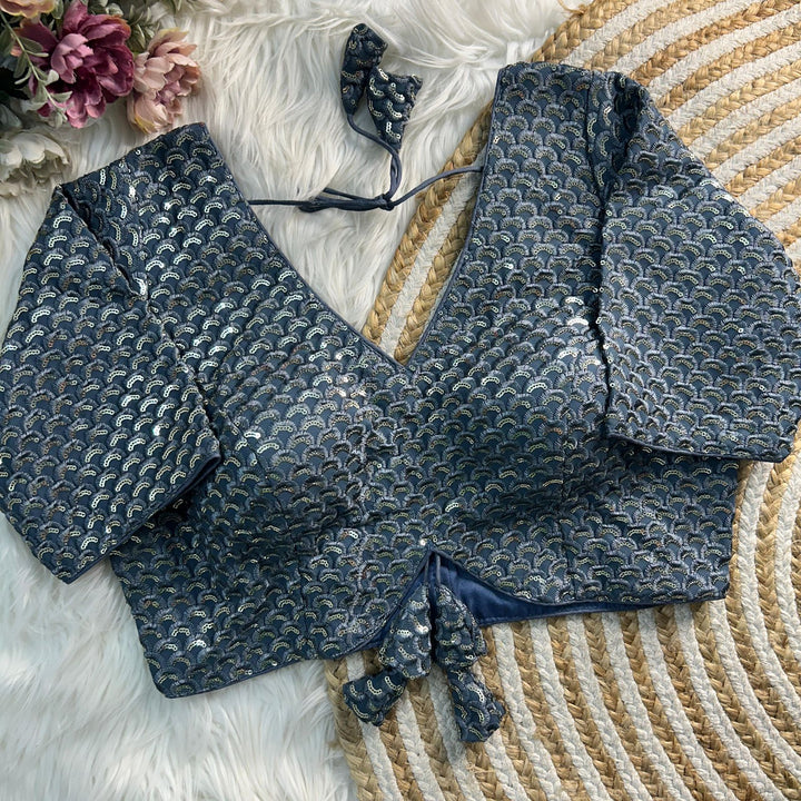 APPLE CUT DESIGN THREAD WITH SEQUENCE WORK BLOUSE